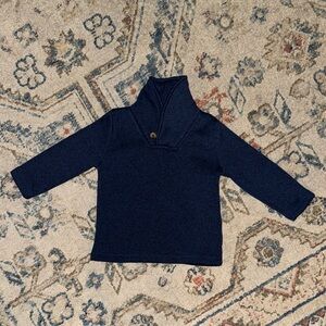 Navy Blue Kids' Shawl Collar Top